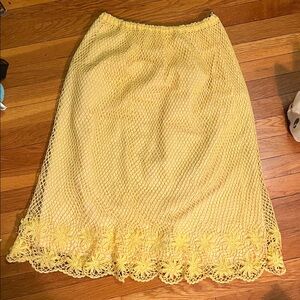 Yellow Crochet Midi A line Skirt